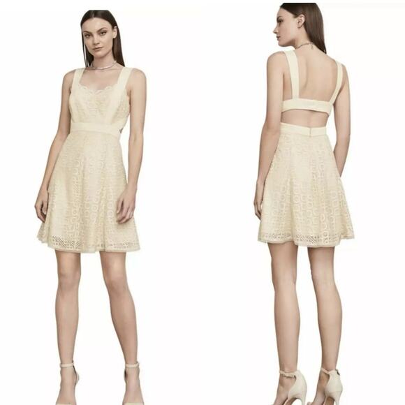 NEW BCBGMAXAZRIA Cream Open Back Alena Dress Sz 10 - Picture 1 of 12